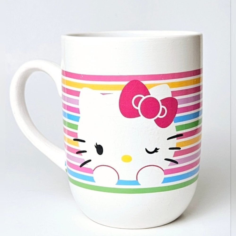 Hello Kitty Coffee Mug Striped Rainbow. Sanrio by FAB 2013 Edition.